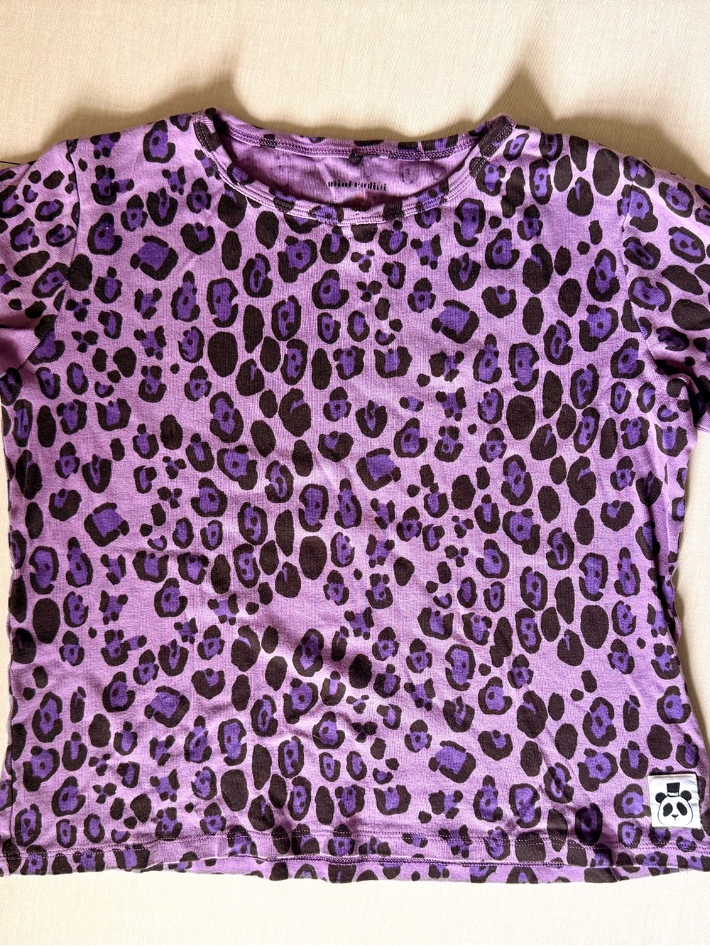Mini Rodini Purple Leopard Print Short Sleeve Tee